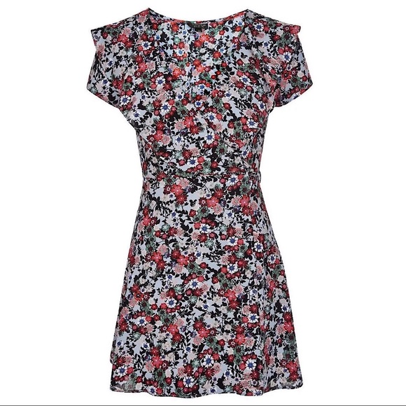 Topshop Floral Frill Wrap Dress Size 4 NWT RTL $90 - Picture 2 of 7